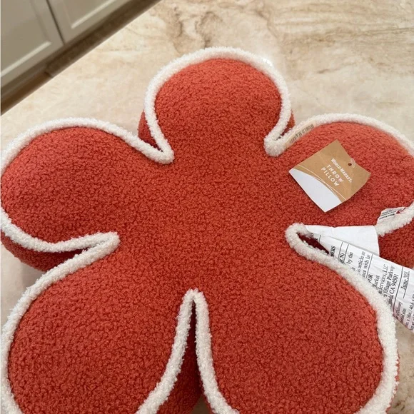 Cost Plus World Market Red and White Flower Pillow - Picture 2 of 2